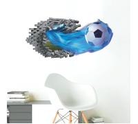 48x23cm Sticker Mural Enfant Football, Stickers Muraux 3D Football Cassé Mur De Football 3D 3d Sticker Mural Pour La Chambre De
