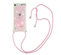 49 COTDINFOR Compatible avec iPod Touch 7 Coque Liquid Case Glitter Sparkle Bling Flowing Antichoc Protecteur Lanyard Silicone Étui Housse for iPod Touch 5/6 / 7 TPU Star Pink YB.