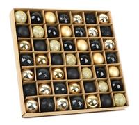 49 Pcs Boules de Noël Noir Or Set - Décoration d'Arbre de Noël en Plastique 3cm Avec Crochet, Pendentifs Mini Déco Pour Sapin