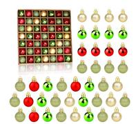 49 Pièces Mini Boule de Noel, 3 cm Or Verte Rouge Boules de Noël Klein Hängende Decoration Noel Sapin Plastique Bruchsichere Petite Boule de Noël für Décoration Noel Fête
