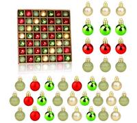49 Pièces Mini Boule de Noel, 3 cm Or Verte Rouge Boules de Noël Klein Hängende Decoration Noel Sapin Plastique Bruchsichere Petite Boule de Noël für Décoration Noel Fête