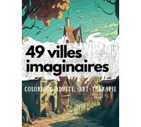 49 villes imaginaires, coloriage adulte art thérapie: Paysages mystères, exotiques, montagnes, ville et bien d'autres