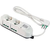 491124 Multiprise Triax 2 Prises Frontales Universelles 16A + 4 Prises Latérales Bipas 10/16A Multiprise Petite Fiche 10A + Interrupteur Automatique