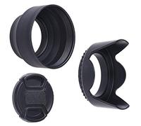 49mm 2 Pare-Soleil pour lentilles: Tulipe + Caoutchouc - 1 Bouchon d'objectif - Réduit Les Reflets des lentilles - Protège Contre la lumière de Soleil Excessive pour des Photos et des vidéos