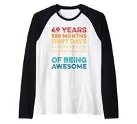 49th Birthday 49 Years of Being Awesome Vintage 49 Years Old Manche Raglan