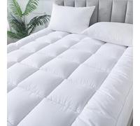 4All Surmatelas matelassé en microfibre - 10 cm d'épaisseur, rembourrage 1400 g/m², extra doux et respirant, soutien profond, hypoallergénique avec sangles d'angle sécurisées (lit double 137 x 190 cm)