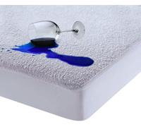 4AS Protège-matelas imperméable en tissu éponge respirant et non bruyant - Double 137 x 190 cm - Jupe extra profonde - Traité à l'aloe vera - Hypoallergénique