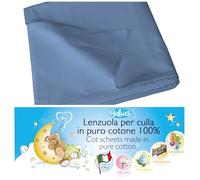 4BABIES - Drap Plat bébé 120x180 - Drap lit bébé à barreaux - Linge de lit Enfant en 100% Coton Fabriqué en Italie certifié Oeko-TEX - Smoke Blue