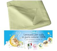 4BABIES - Drap Plat bébé 120x180 - Drap lit bébé à barreaux - Linge de lit Enfant en 100% Coton Fabriqué en Italie certifié Oeko-TEX - Vert Aloe