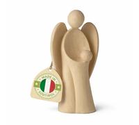 4betterdays.com NATURlich leben! Ange gardien moderne en bois de pin - Avec bulle - Hauteur : 9 cm - Cadeau de baptême ou de Noël - Cadeau de naissance/souvenir - Artisanat du Tyrol du Sud