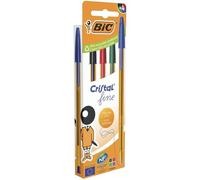 BIC Stylos Cristal Fine - Pochette 4 stylos, couleurs assorties