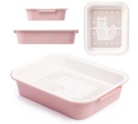 4BIG.fun Bol de Toilette pour Chat, bac à litière pour Chaton, passoire de Nettoyage des Toilettes, bac à litière Rose pour Chat