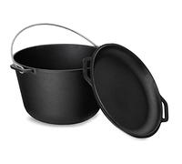 4BIG.fun Chaudron 8 l | Kazan avec couvercle Dutch Oven | Casserole ronde en fonte avec couvercle | Asia Wok Kasan Couvercle/casserole double fonction pour cuisine, camping, jardin, barbecue