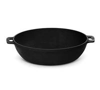 4BIG.fun Cocotte en fonte de 26 cm - Sauteuse en fonte - Poêle à induction - Convient pour barbecue à gaz, four, foyer et tous les types de plaques dont induction