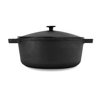 4BIG.fun Cocotte en fonte de 6 l avec couvercle Ø 28 cm pour cuisson du pain, adaptée pour barbecue à gaz, four, brasero et tous les types de plaques de cuisson