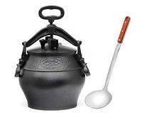 4BIG.fun Kazan oriental 3 l (2,5 L) avec louche en aluminium Kazan marmite cocotte cocotte cocotte cuisine de champs chaudron à goulasch décoratif Casserole à viande pour barbecue camping