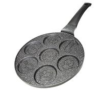 4BIG.fun Poêle à Crêpes - Diamètre 26 cm - Revêtement en Forme d'Yeux et à Induction - 7 Trous - Motif Animaux - Oladji - En Fonte d'Aluminium - Mini Crêpes et Œufs