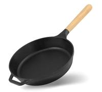 4BIG.fun Poêle à frire BRIZOLL - Diamètre : 28 cm - Profondeur : 61 mm - En fonte - Ronde - Avec poignée en bois - Compatible avec tous les types de plaques de cuisson