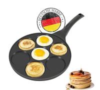 4BIG.fun Poêle à frire en antiadhésive (26 cm, 7 Moule) Poêle à pancake en fonte d’aluminium Avec revêtement à triple couche et 7 trous pancakes et Oladji, Petit-déjeuner Oeuf Au Plat Hamburge