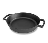 4BIG.fun Poêle en fonte Ø 36 cm - Poêle à frire avec deux poignées - Faitout en fonte - Poêle de service, cocotte, sauteuse adaptée pour barbecue à gaz, four, foyer, tous feux dont induction