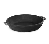 4BIG.fun Poêle en fonte 34cm | Poêle à frire à deux anses de 4 cm de haut | Casserole Convient pour grill à gaz, Fours, pour un feu, Tous types de feux, Induction