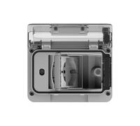 4box - Boîtier large indice de protection IP55 avec prise schuko bivalente pour boîtier encastré 3 modules. Protection totale même à prise insérée. Couleur gris RAL 7035
