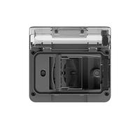 4box - Coque large indice de protection IP55 avec prise schuko bivalente. Pour boîtier encastré 3 modules. Protection totale même à prise insérée. Couleur anthracite