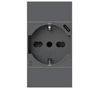 P40 USB3.0 Prise Schuko P40 avec bloc d'alimentation USB 3 A avec connecteur de type C compatible Bticino Living Now Noir