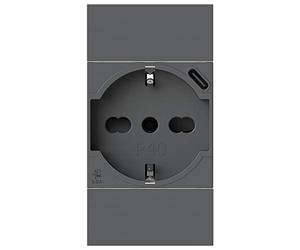 4box - P40 USB 3.0 A pour Bticino® LivingNow™, pour charger vos appareils sans alimentation. Avec connecteur de type C et prise 2P+T. Couleur Anthracite