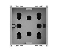 4Box Prise Multistandard 1 Schuko ou 2 By-pass Compatible avec Eikon, 250 V, argent, 4B.V20N.H21