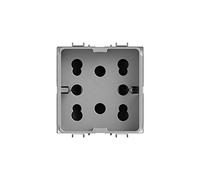 4Box Prise Multistandard 1 Schuko ou 2 by-Pass Compatible avec Gewiss Chorus, 250 V, Argent, 4B.G14.H21