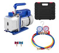 4CFM Pompe à Vide, Kit de Pompe à Vide Climatisation 1/4HP avec 3 Tuyaux, Ensemble de Manomètre Et Collecteur pour Climatiseur Clim Voiture Automobile HVAC Réfrigérateur