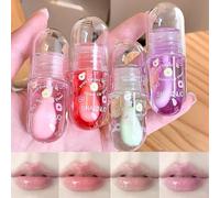 4Colors Coffret D'huiles à Lèvres Teintées Non Collantes,Gloss Hydratant,Huiles à lèvres Repulpantes,Fruitées,Nourrissantes,Brillantes et Durables