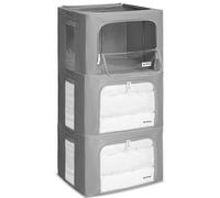 4CONVY Sacs de Rangement pour Vêtements avec Fermeture Éclair et Cadre en Métal - Housse de Rangement pour Couette, Draps - Boîtes de Rangement pour Vêtements Empilables, Robustes et Stables - 3x66L