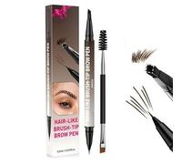 4D Brow Pen, 2-in-1 Dual-Ended Eyebrow Pen, for Natural,All-Day Eyebrow & Eyeliner Perfection,Hardpointing Achieve Perfect Brows, Long Lasting Waterproof (Dark Brown)