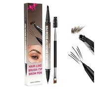 4D Brow Pen, 2-in-1 Dual-Ended Eyebrow Pen, for Natural,All-Day Eyebrow & Eyeliner Perfection,Hardpointing Achieve Perfect Brows, Long Lasting Waterproof (Black Brown)
