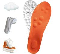 4D Cloud Soles - Semelles en mousse à mémoire de forme pour homme et femme - Soutien de la voûte plantaire avec massage par acupression pour soulager les douleurs aux pieds (orange, hommes 6,5-7,5