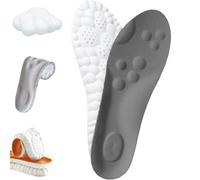 4D Cloud Soles Semelles en mousse à mémoire de forme pour homme et femme - Soutien de la voûte plantaire avec massage par acupression pour soulager les douleurs aux pieds (gris, hommes 6,5-7,5/femmes