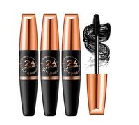 4D Waterproof Silk Fibre de soie épaisse et longitudinale, Mascara en fibre de soie 4D, extension de cils liquides longue durée 24H, volume résistant aux salissures, résistant à la saleté (noir, 3