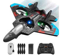 4DRC V32 Avion RC, avion télécommandé en mousse avec lumière, 2 batteries, pirouette à 360°, systèmes de stabilisation gyroscopique, 3 vitesses réglables, avion de chasse RC, jouet cadeau pour enfants