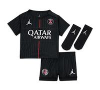 4e ensemble 3 pièces Replica Jordan Football Paris Saint-Germain 2025/26 Stadium pour bébé et tout-petit Off Noir/Noir/Pearl Pink 18-24M