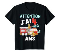 4ème Anniversaire 4 Ans Pompier Brigade Sapeurs Pompiers T-Shirt