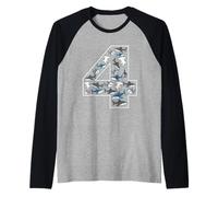 4ème Anniversaire 4 Ans Requin garçon Fille Poisson Manche Raglan