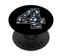 4ème Anniversaire 4 Ans Requin garçon Fille Poisson PopSockets PopGrip Adhésif