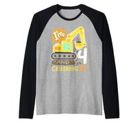 4ème Anniversaire de Construction pour Enfants I'm 4 Crushing It Boys Manche Raglan