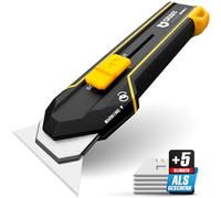 4en1 Cutter Professionnel & Grattoir à Lame Trapeze - Couteau Universel pour Coupe Papier, Carton, Textile, Tapis, Plastique - Couteau Grattoir avec 5 Lames Supplémentaires en SK5 GRAFF