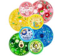 4er-Pack Fruit Slime Set, 400 ML Clear Slime für Kinder, Glitter Crunchy Slime Kit, Schleim Sensory Spielzeug für Mädchen & Jungen 8-12 Jahren, Geburtstags Oster Halloween Schleim Party Geschenke
