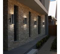 4x UP Down Appliques Extérieures Façades Jardin Patios Éclairage Luminaires IP 44 Noir Veranda Chemin de Cour
