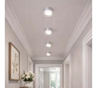 Plafonnier LED à monter en saillie Spot à monter dans un couloir Spot de plafond, métal argenté, 1W 85Lm blanc chaud, DxH 4x3,2 cm, 4 pièces