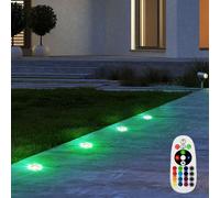 4er Set RGB LED Spot Lumières Variateur Extérieur Cour Sol Installation Lampes